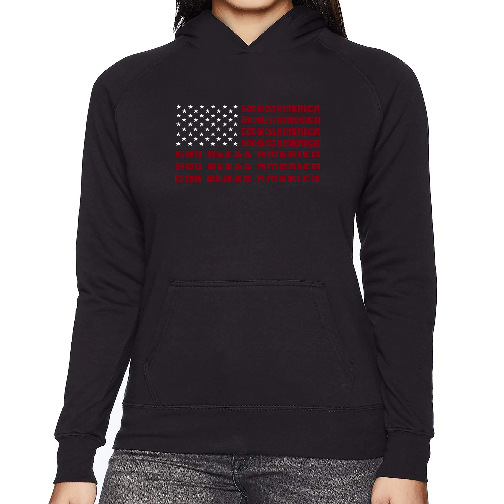 LA Pop Art God Bless America - Women's Word Hooded Sweatshirt