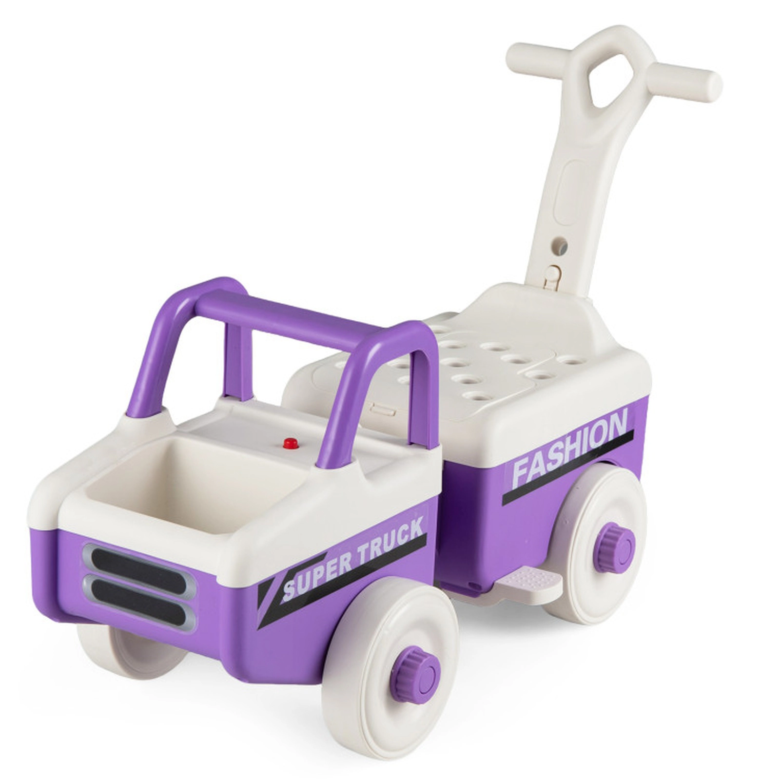 SUGIFT 4-in-1 Ride-On Push Car Foot-to-Floor Car Push Walker with Music Under-Seat Storage & Trailer 45-lb Capacity Ages