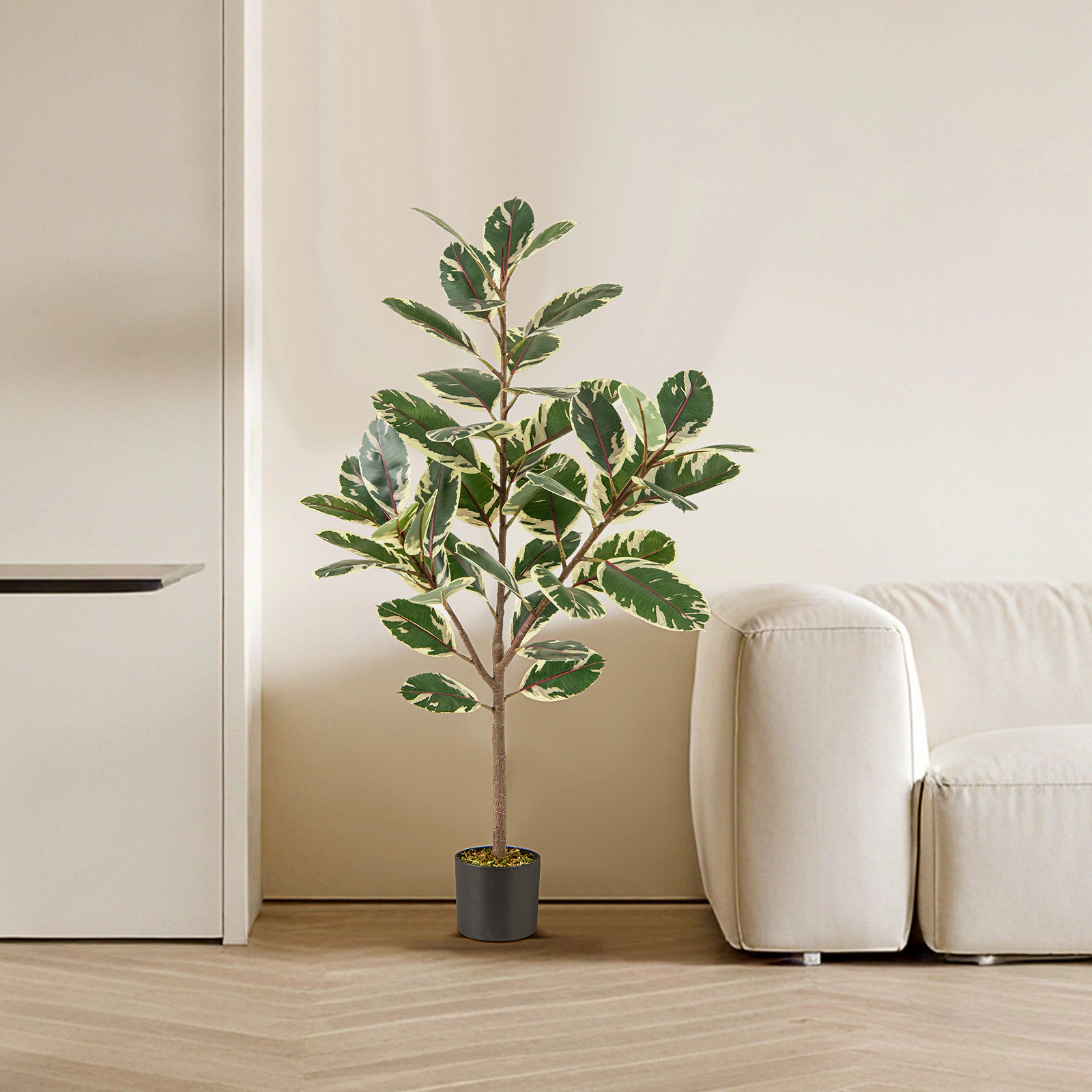 Slickblue 2 Pieces 4.3 FT Artificial Bird of Paradise Plants with Cement Filled Pots for Indoor Display