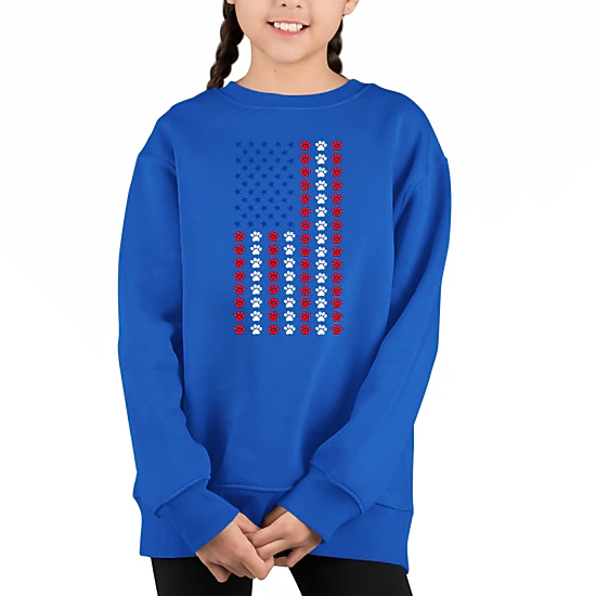 LA Pop Art Girl's Word Art Sweatshirt - Paws Flag