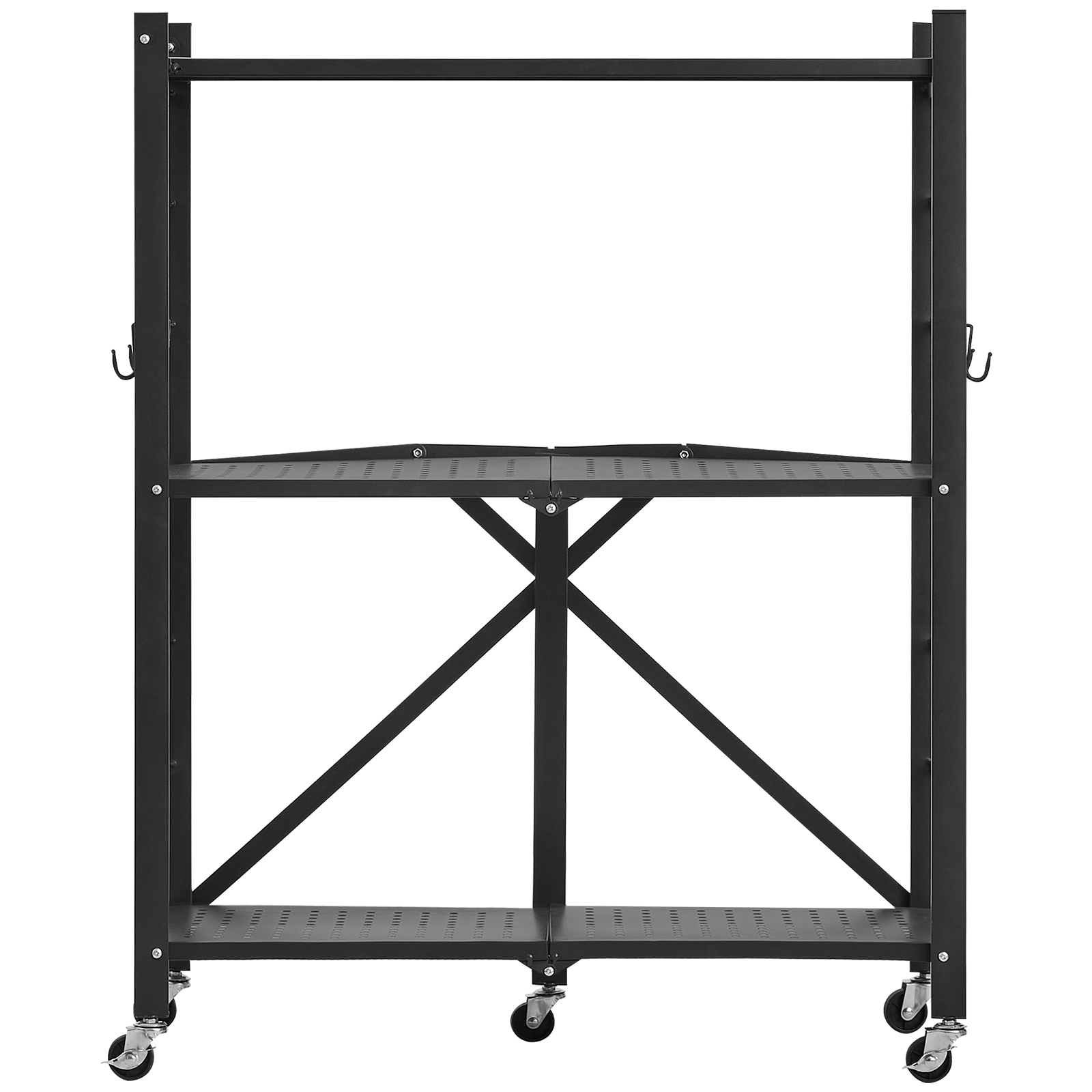 Flynama 3-Tier Foldable Storage Shelf with Wheels 28 x 13 x 36-inch Metal Shelving