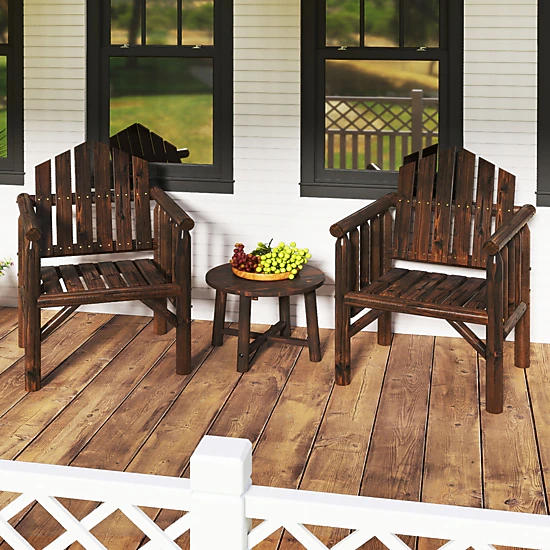 SUGIFT Outdoor Pine & Fir Wood Patio Dining Armchair 330-Lb Capacity 26-in Wide High Back Armrests Brown/Natural 1-Piece
