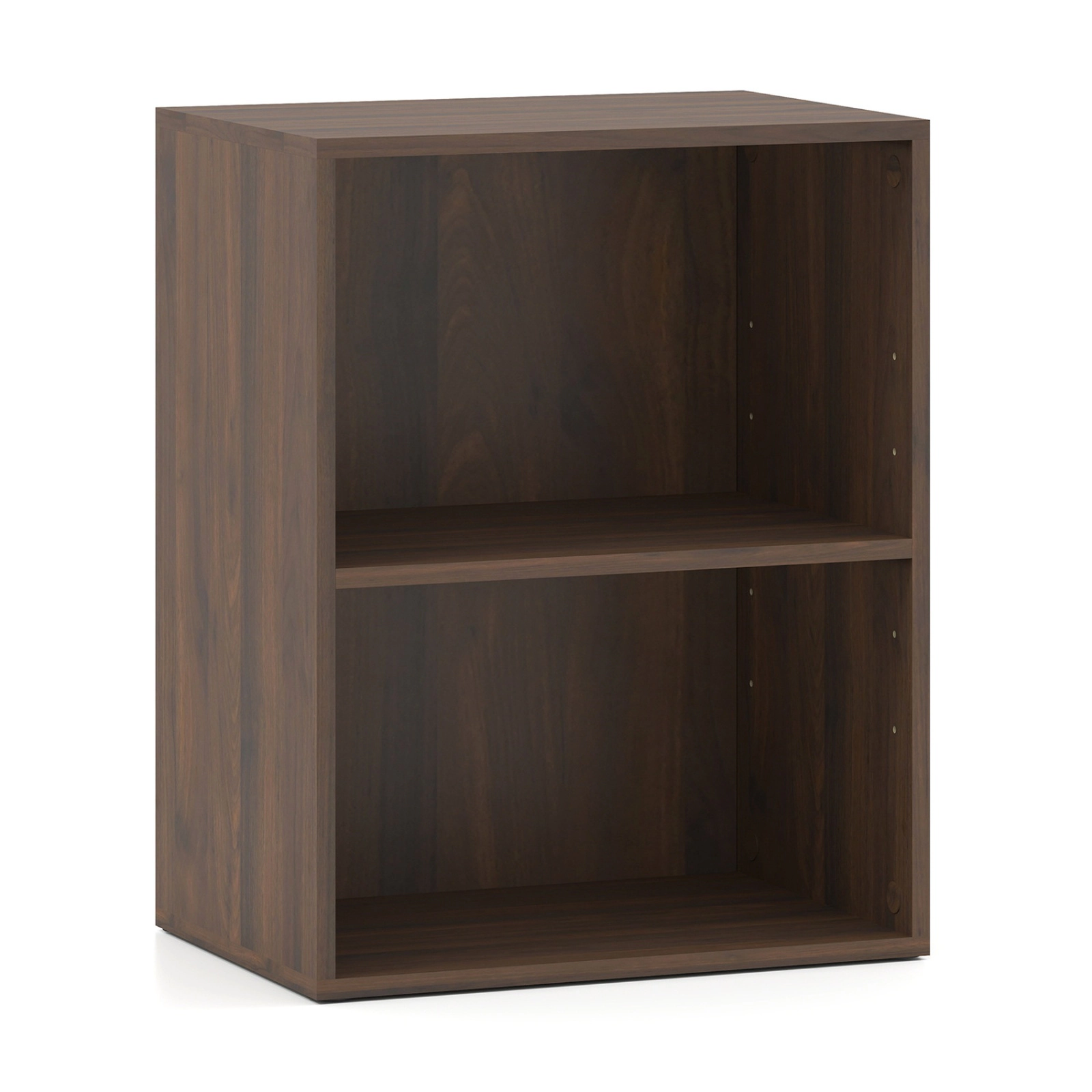 SUGIFT 2-Cube Dark Walnut 21-in Low Bookshelf with 5-Position Adjustable Shelf and Floor Standing Cube