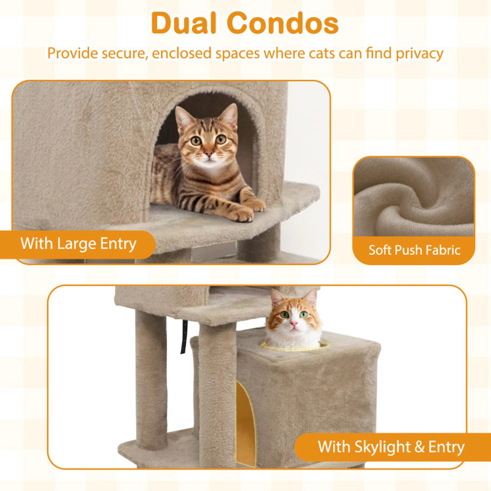 SUGIFT 57 Cat Tree with Dual Condos Hammock and 2 Dangling Balls
