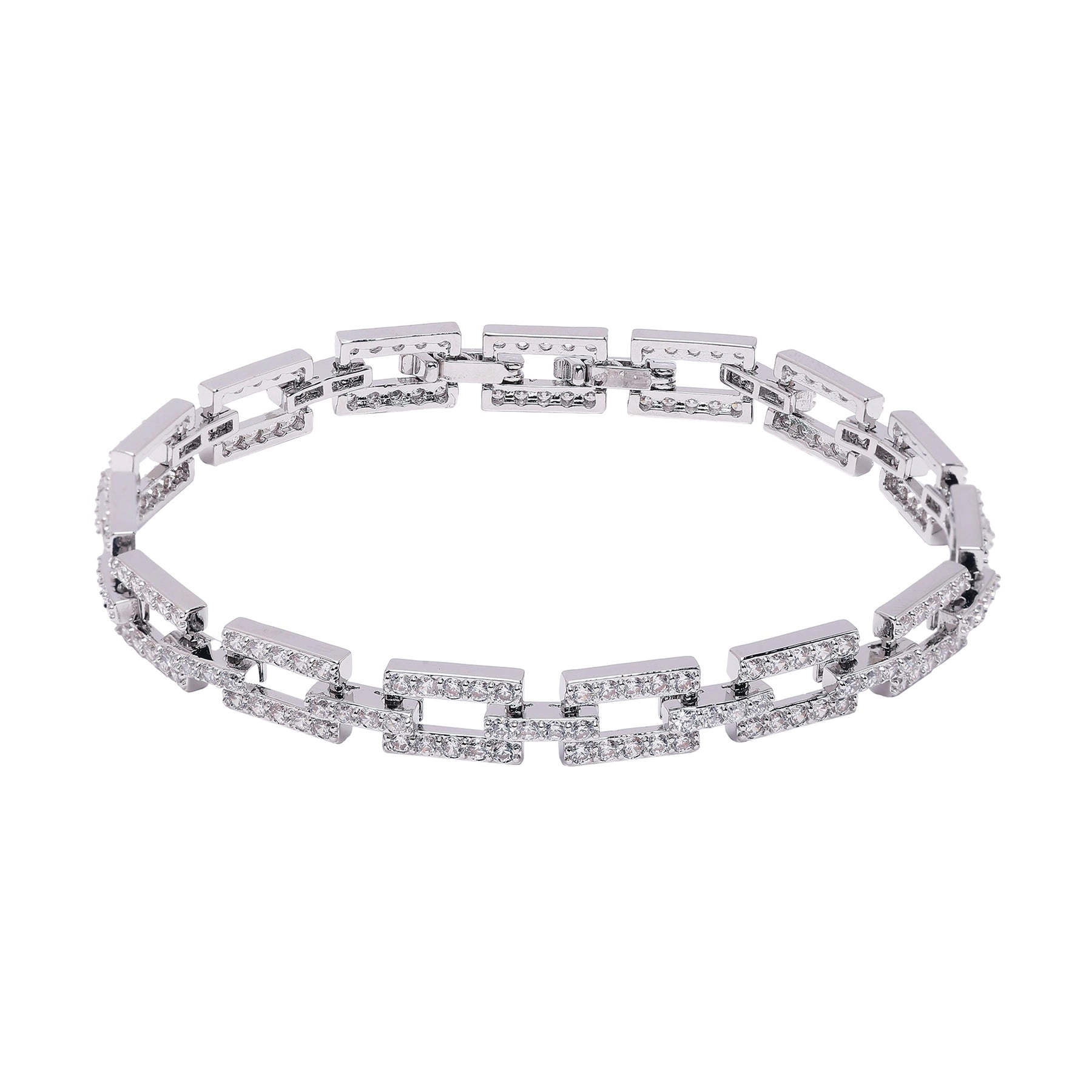 AGP PARIS Womens Diva Hollow Rectangle Chain Bracelet