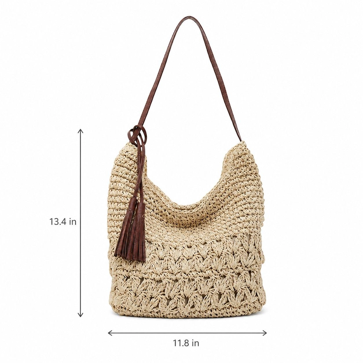 Alilang Women's Woven Hobo Shoulder Bag with Magnetic Closure and Slouchy Straw Style Texture, Khaki