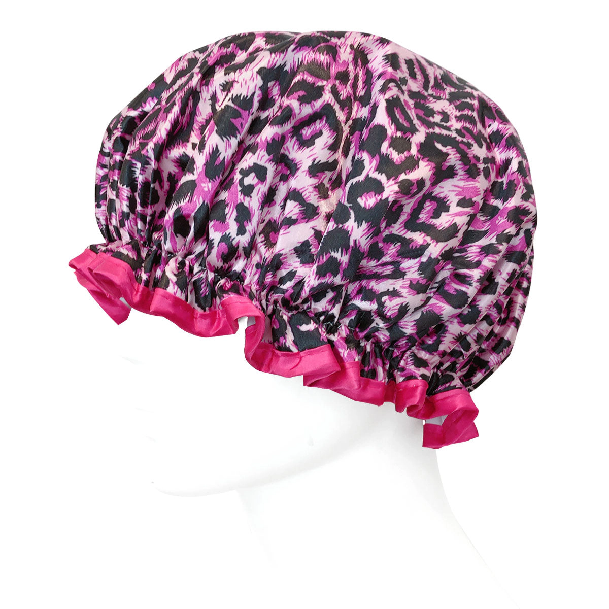 Wrapables Women's Stylish Double Layer Waterproof Shower Caps (Set of 4), Animal Print & Dots