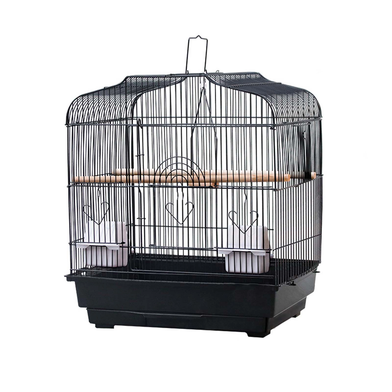 Portable Metal Travel Bird Cage, Lightweight Display Aviary for Parrots Small Pet Birds, Black