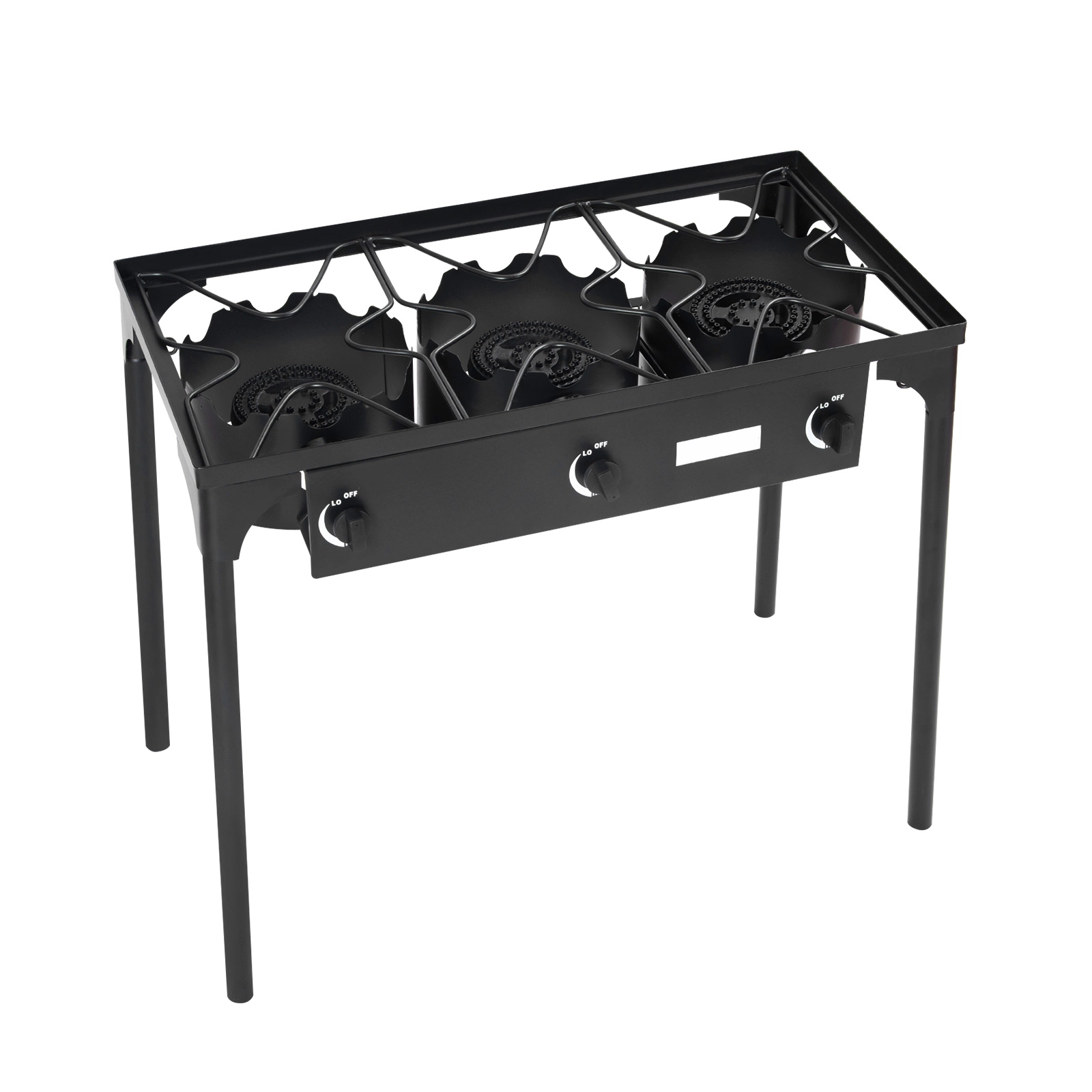 SUGIFT 3-Burner Black Portable Propane Gas Cooker with Detachable Legs 225000-BTU 34-in W 18-in D 30-in H