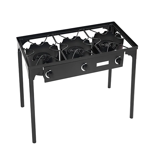 SUGIFT 3-Burner Black Portable Propane Gas Cooker with Detachable Legs 225000-BTU 34-in W 18-in D 30-in H