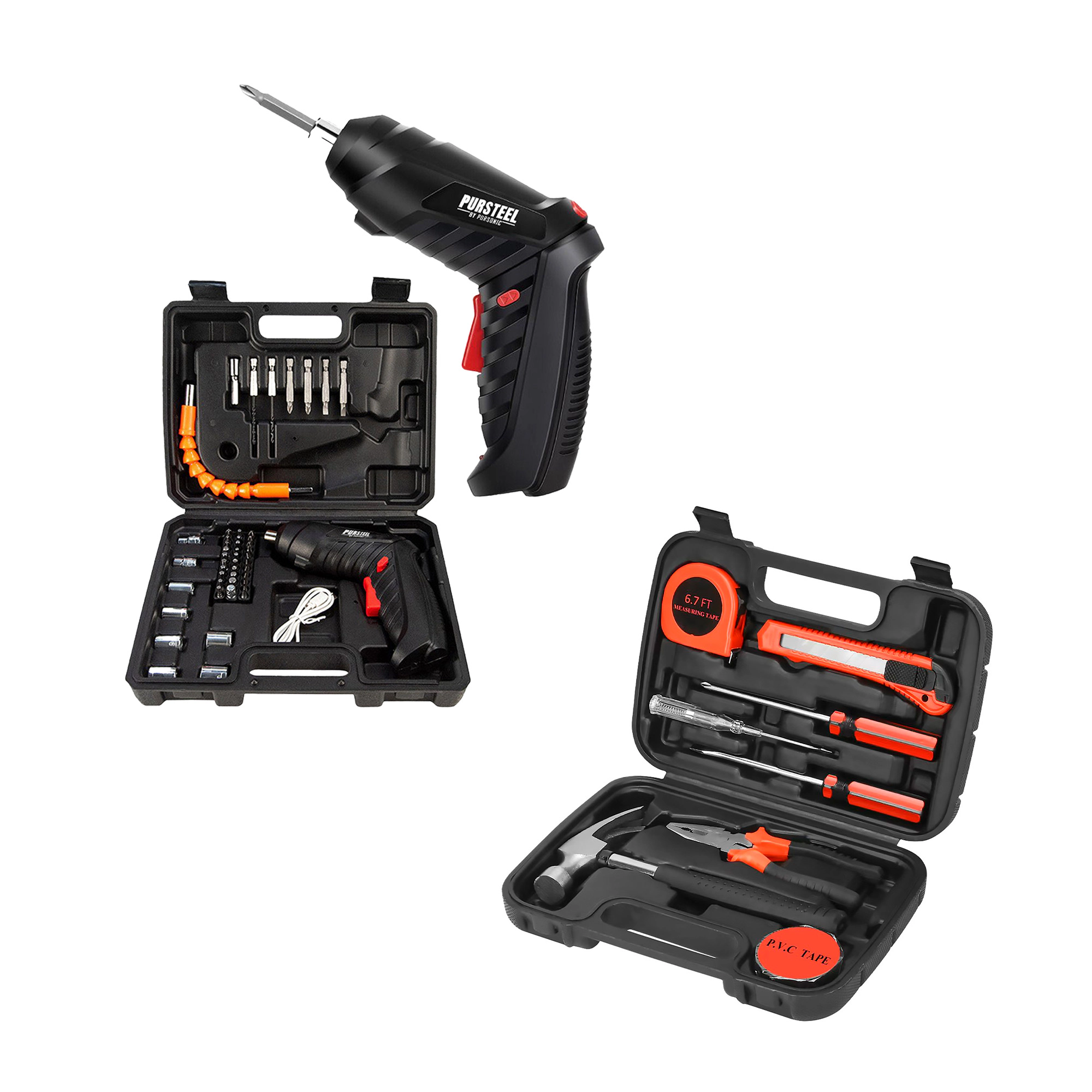 Pursonic Unisex Portable DIY Power Tool Rechargeable Electric Screwdriver & Handy Solutions Tool Set