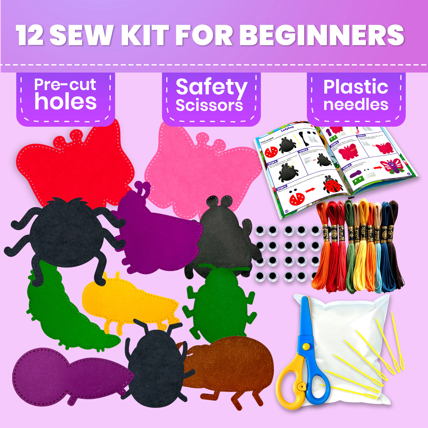 QUOKKA Kids Sewing Craft Kit, Felt Toy Making & Beginner Stitching Set for Ages 6+