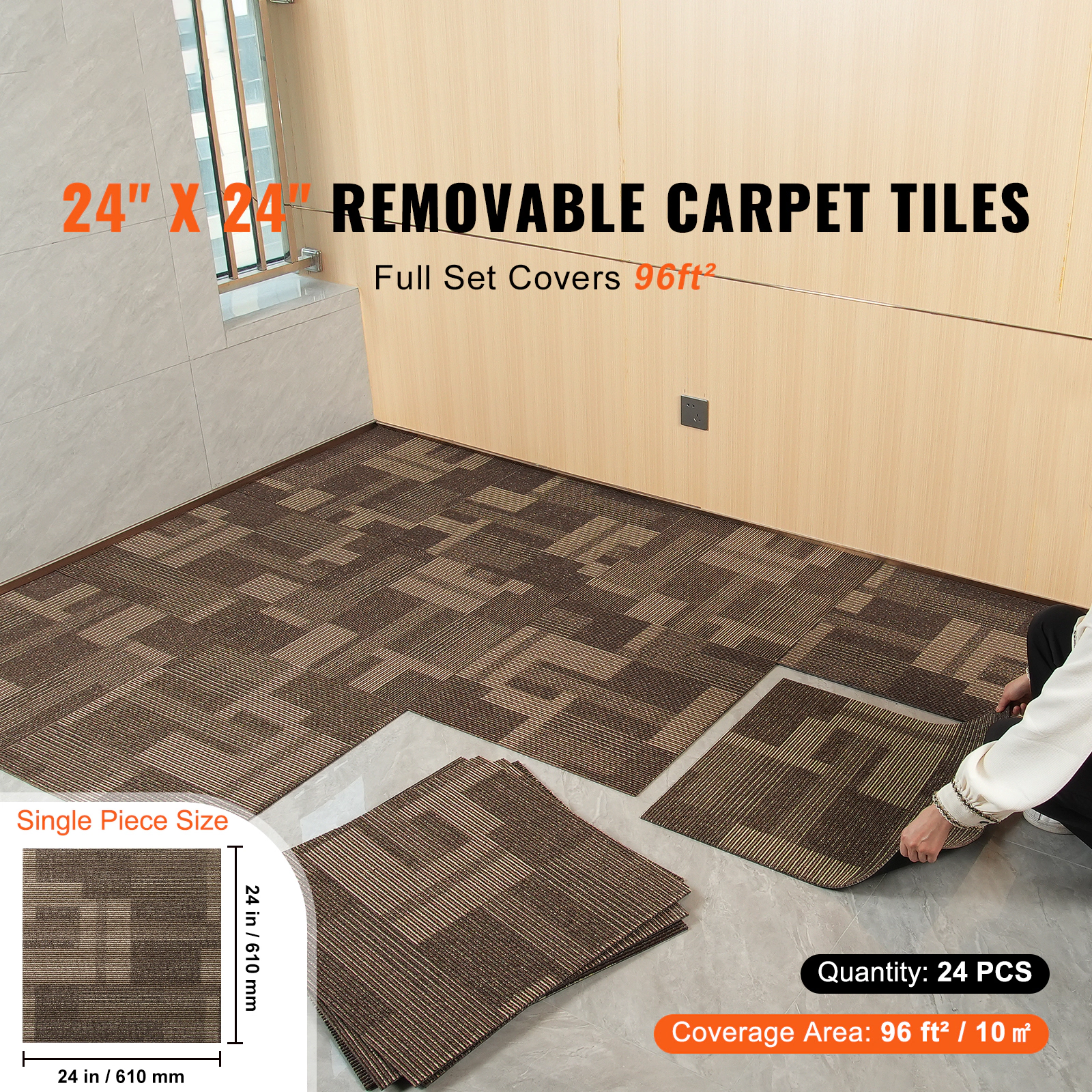 HONGGE Carpet Tiles Reusable Carpet Squares With Padding Attached Soft Padded Carpet Tiles Easy Install DIY for Bedroom