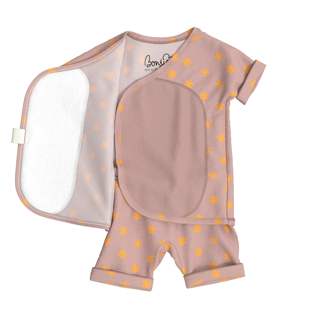 Bonsie Skin to Babywear Romper - Galaxy Gleam, Pink Wrap-Style Newborn One-Piece