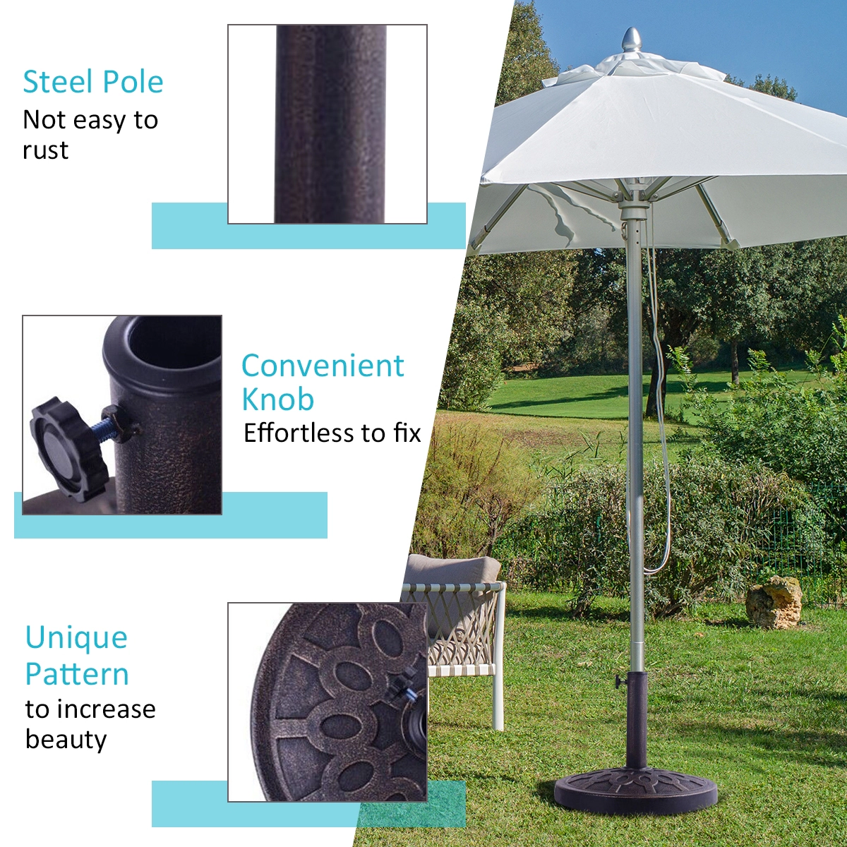 Hivvago 30Lbs 18 Inches Heavy Duty Outdoor Patio Market Umbrella Base