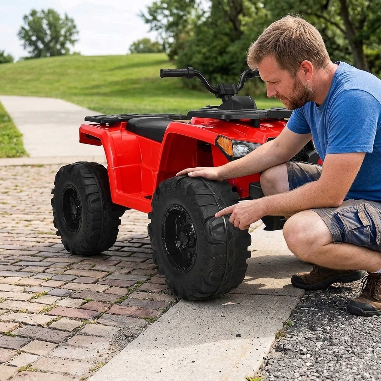 12V Kids Ride on Car 2.4G Parent Remote 3 Speeds Spring Suspension and Music Off-Road SUV Style Ages 3+ 77-lb Capacity