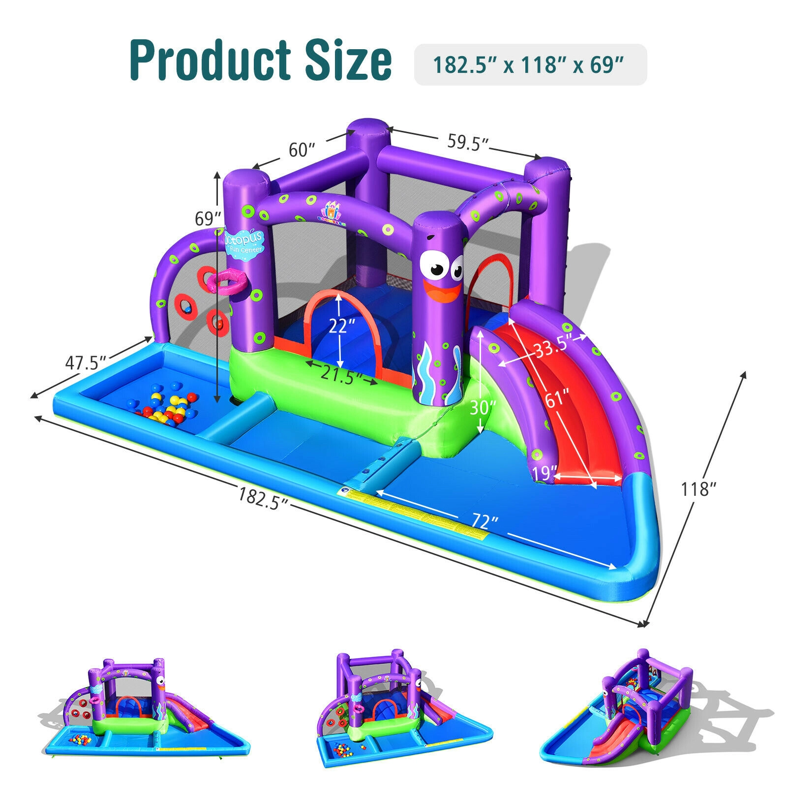 Hivvago Inflatable Water Slide Castle without Blower