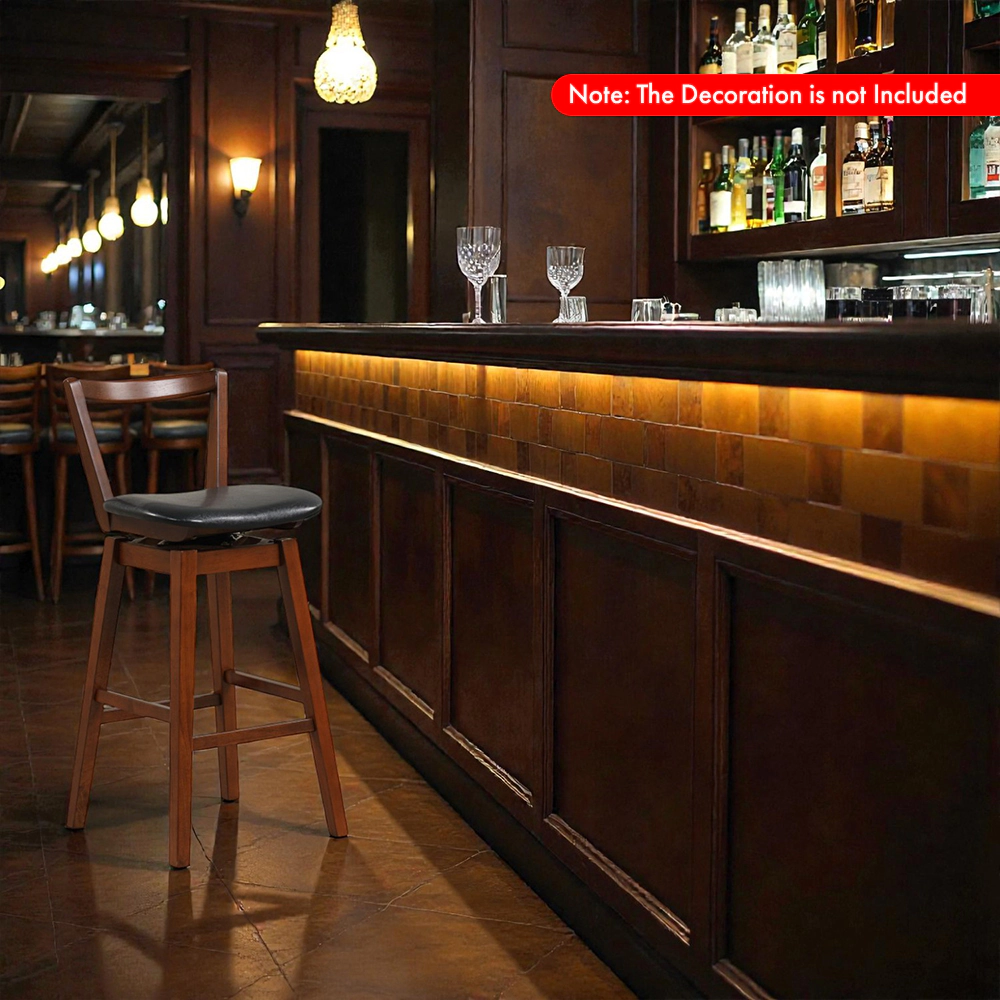 Hivvago Rotating PU Leather Bar Chair with Padded Seat and Ergonomic Backrest
