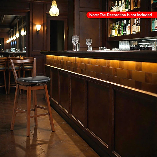 Hivvago Rotating PU Leather Bar Chair with Padded Seat and Ergonomic Backrest