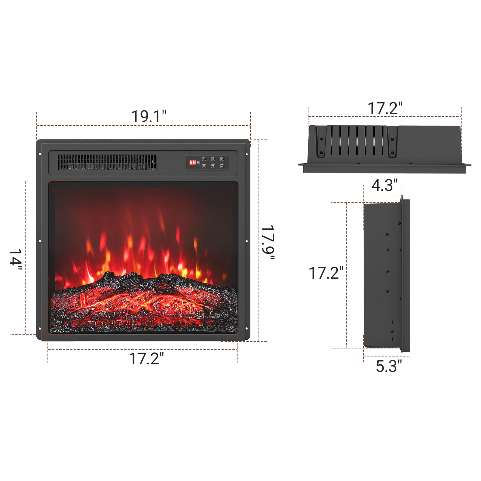 SlickBlue 18 Inch Electric Fireplace Insert with Remote Control Heater