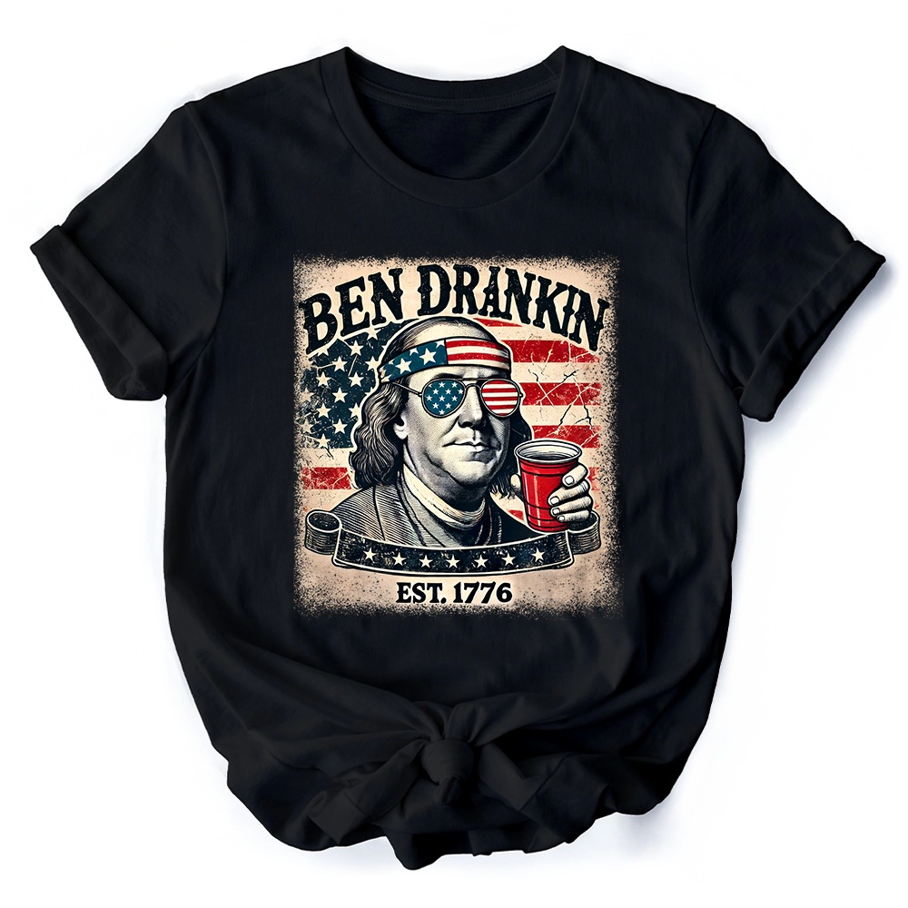 OrnamentallyYou Unisex Ben Drankin Funny 4th Of July T-Shirt