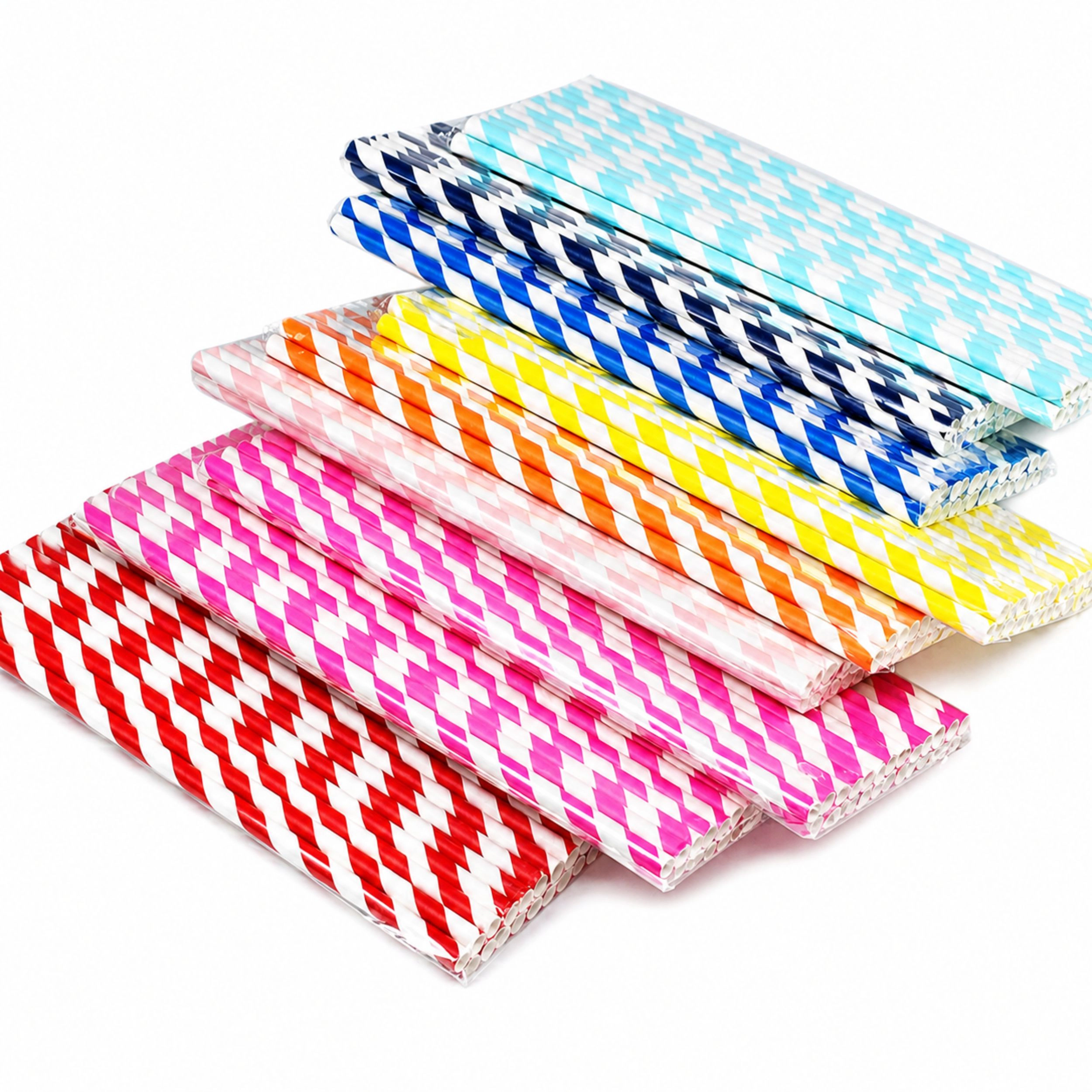 Home Collection Pack of 100 Biodegradable Patterned Paper Drinking Straws