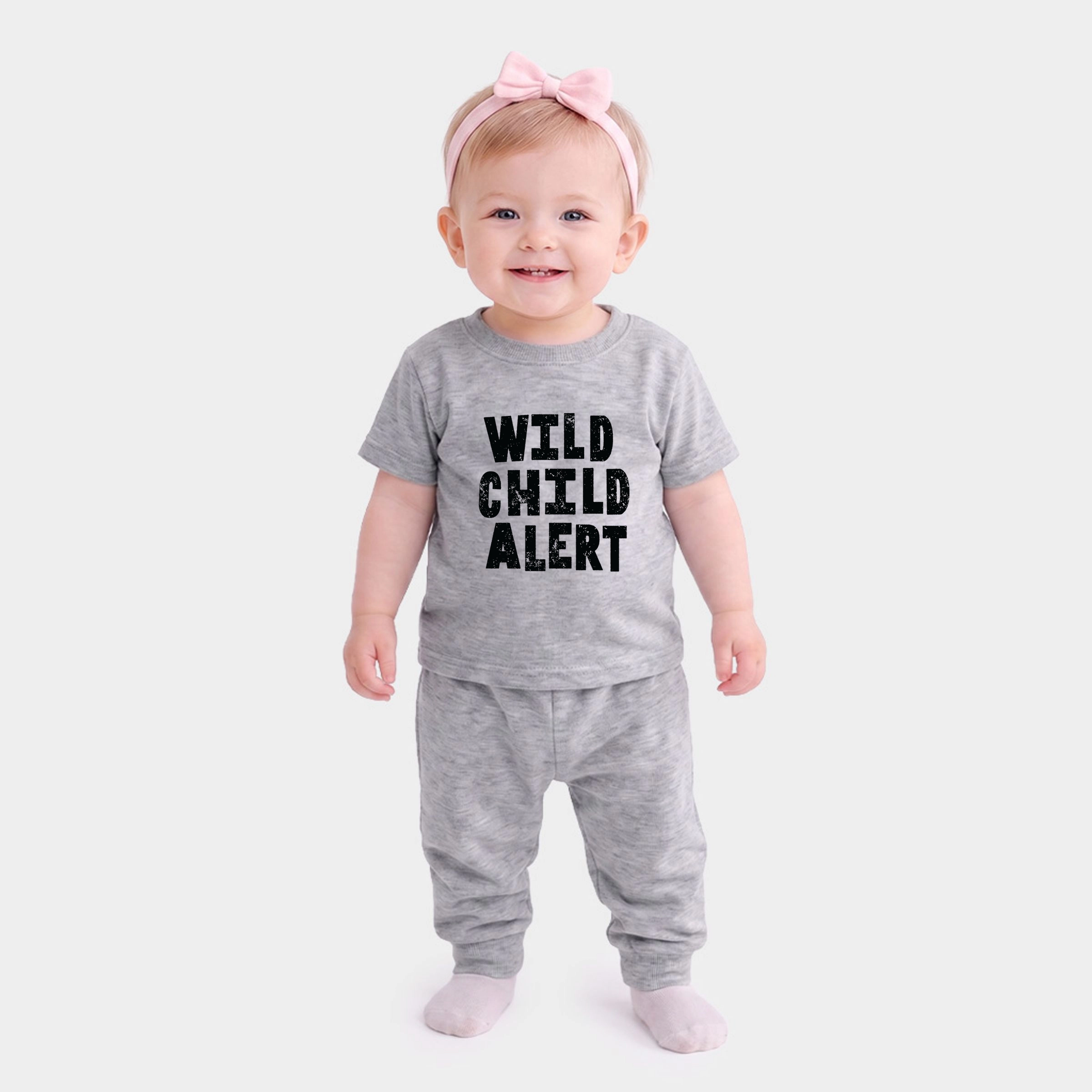 The Juniper Shop - Infant Jogger Pant Crew Set Wild Child Alert Distressed