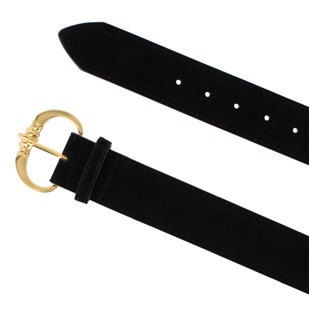 CTM Women's Faux Suede Belt with Brass Buckle