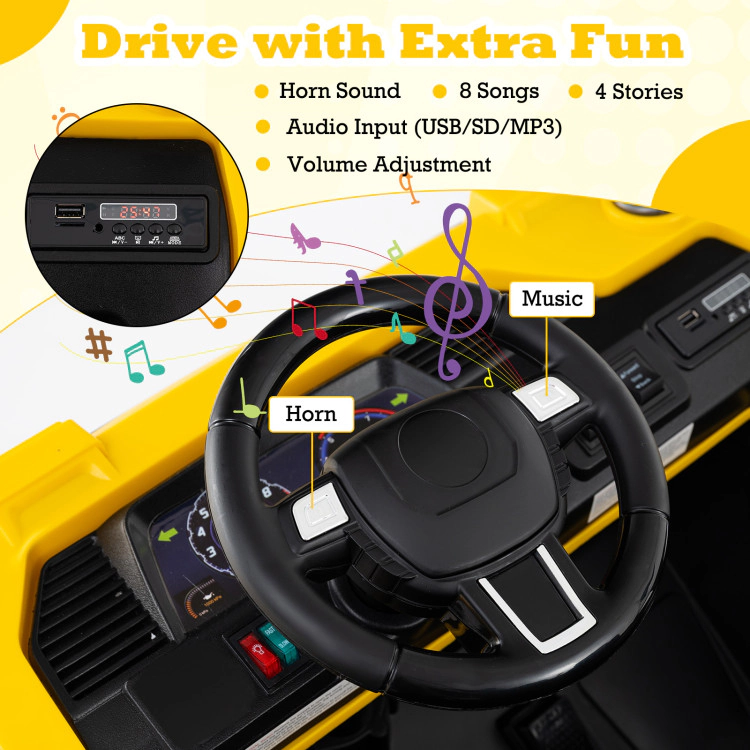 Hivvago 24V Ride On Excavator 4WD 2-Seater with Remote Control and Digging Arm