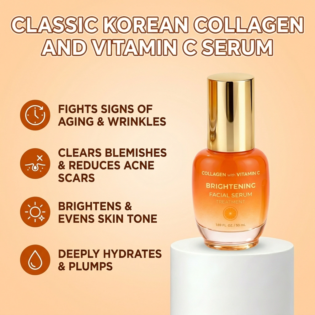 Lovery Collagen + Vitamin C Brightening Facial Serum - Korean Skincare Radiance Treatment