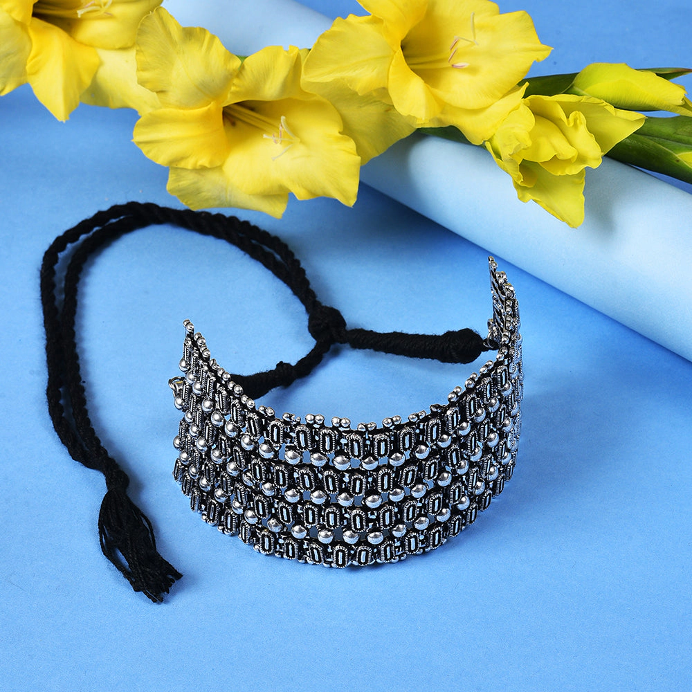 SOHI Women's Oxidised Statement Choker Necklace