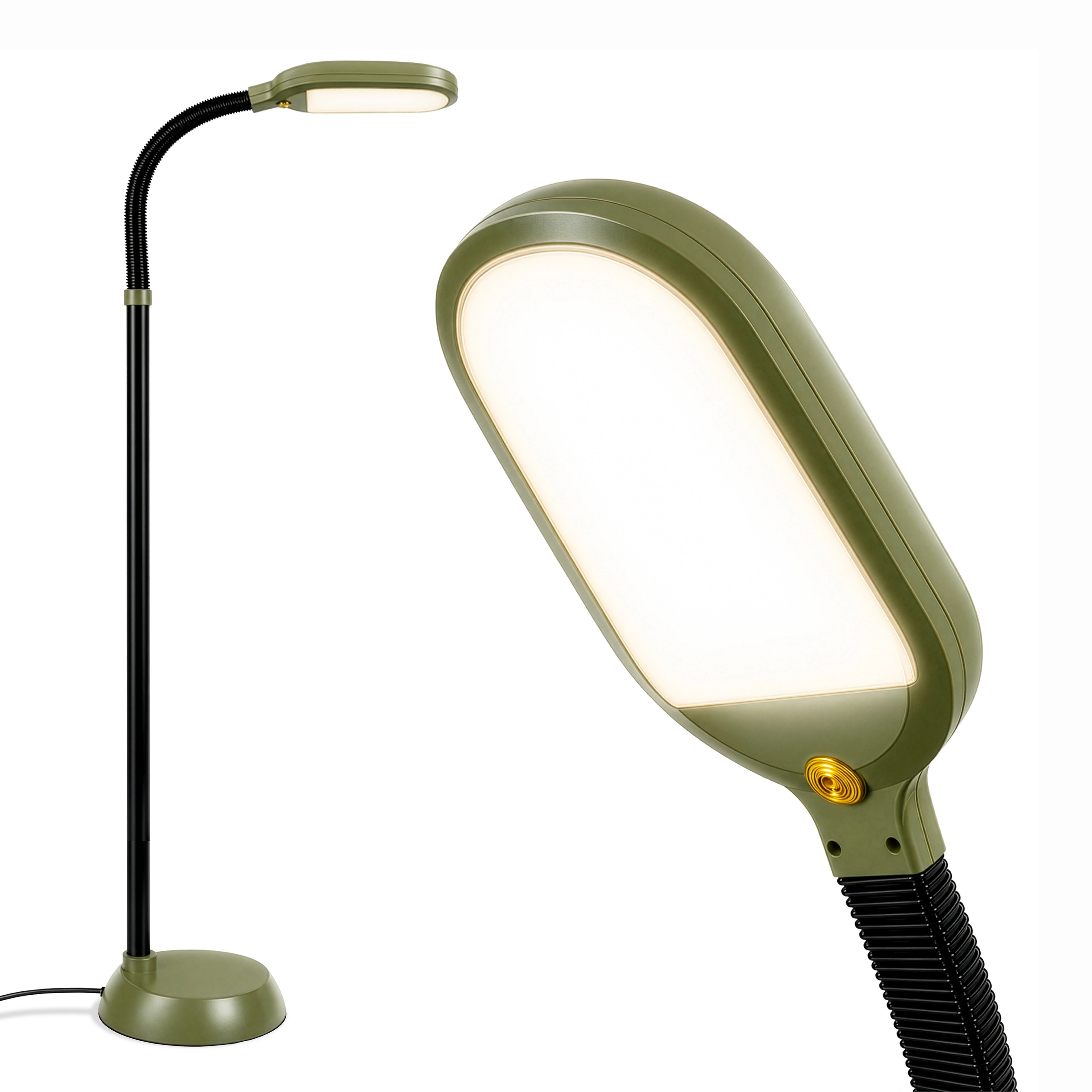 Brightech Litespan Green LED Reading Floor Lamp with Adjustable Gooseneck