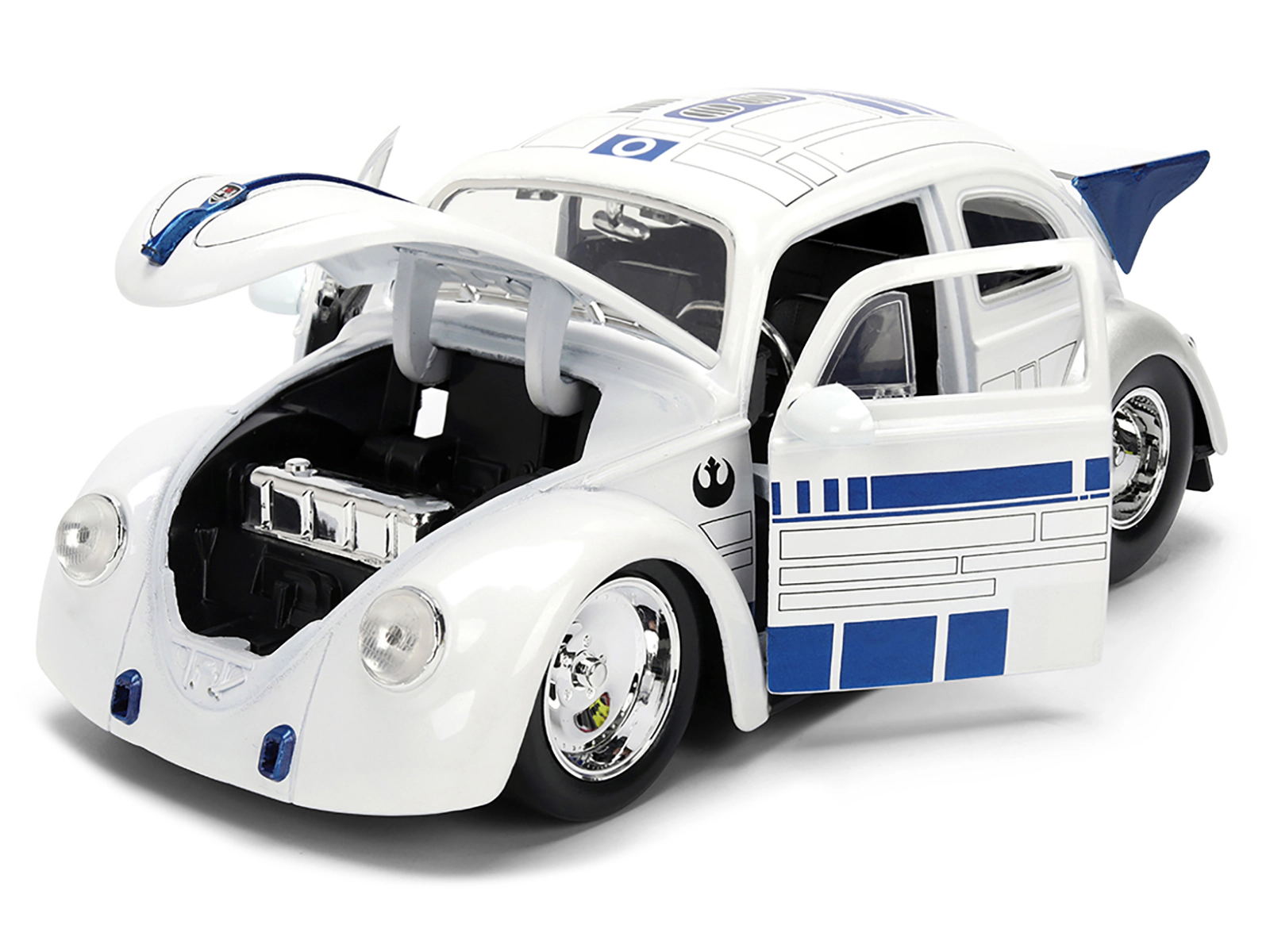 Jada 1959 Volkswagen Drag Beetle White with Graphics and R2-D2 Figure "Star Wars" Franchise "Hollywood Rides"