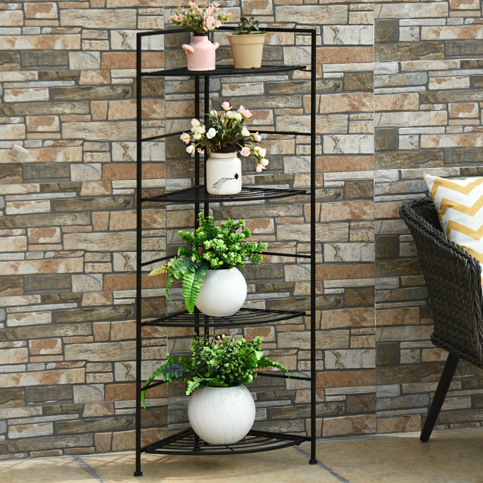 Hivvago 4-Tier Metal Plant Stand with Open Shelves