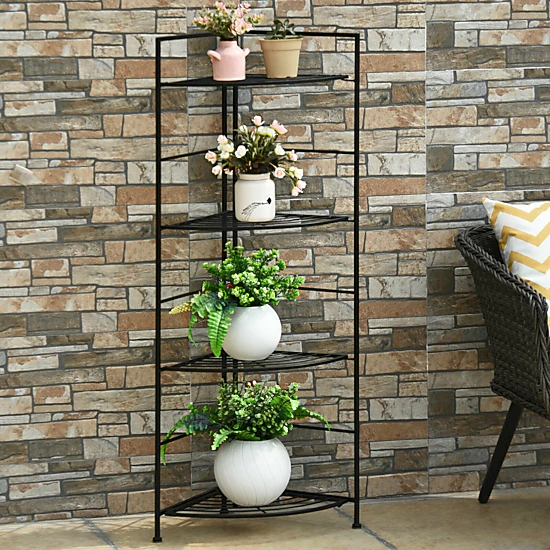 Hivvago 4-Tier Metal Plant Stand with Open Shelves