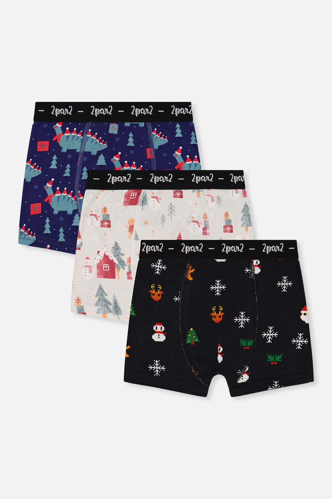 Deux par Boys Holiday Print Boxer Pack of 3 with Elastic Waistbands
