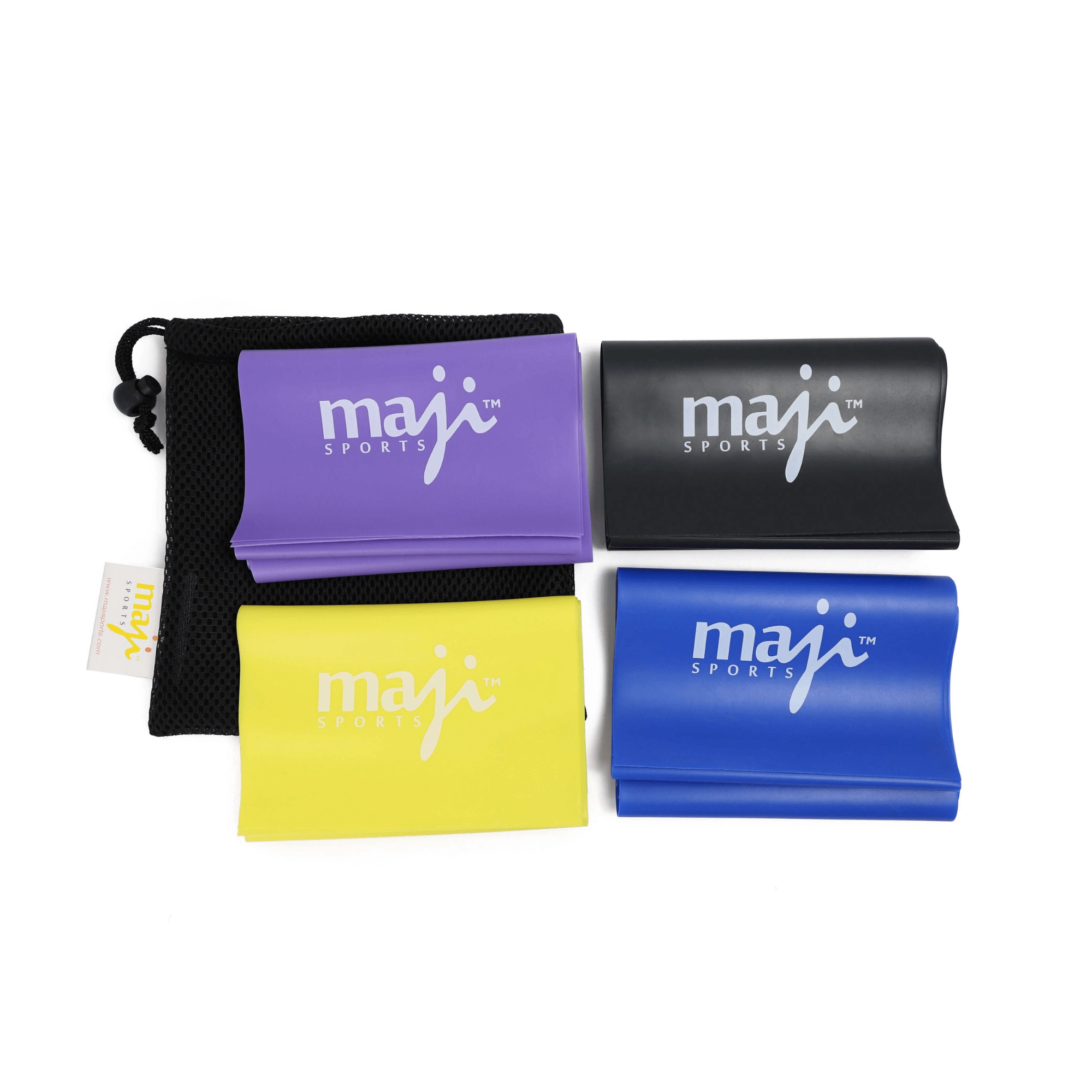 Maji Sports Unisex Full Body Exercise & Stretch Bands - Variable Resistance 4 Pack