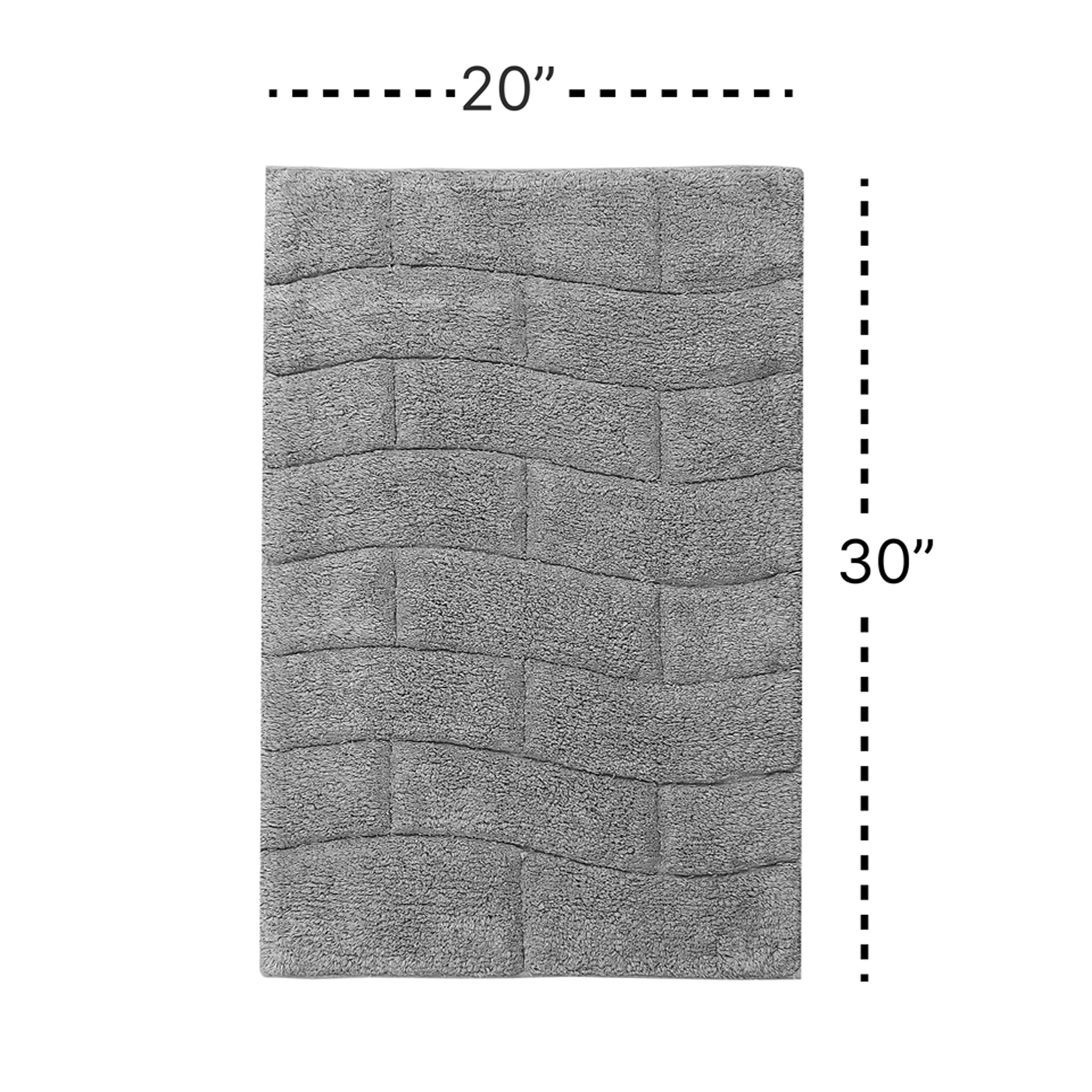 Knightsbridge Stylish And Comfortable All Season Traditional New Tile Design Cotton Bath Rug 20" X 30" Silver