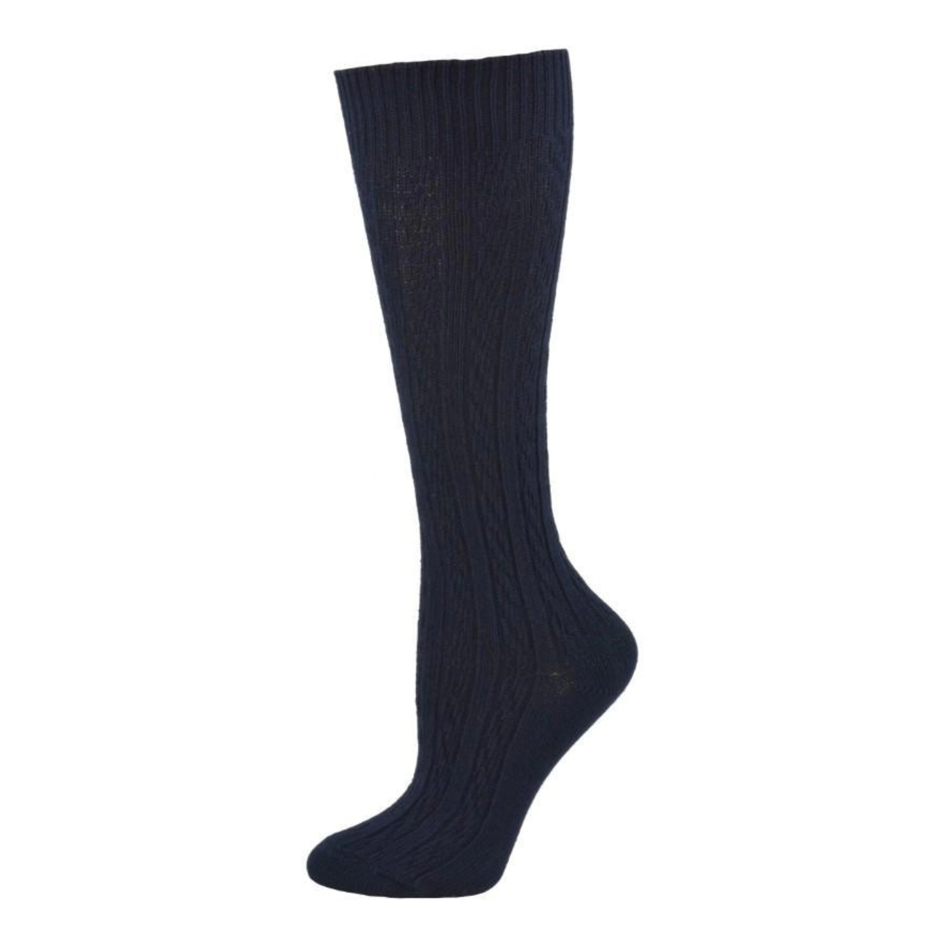 Wear Sierra Women's Knee High Socks, Cotton Cable Knit, 3 Pair Pack