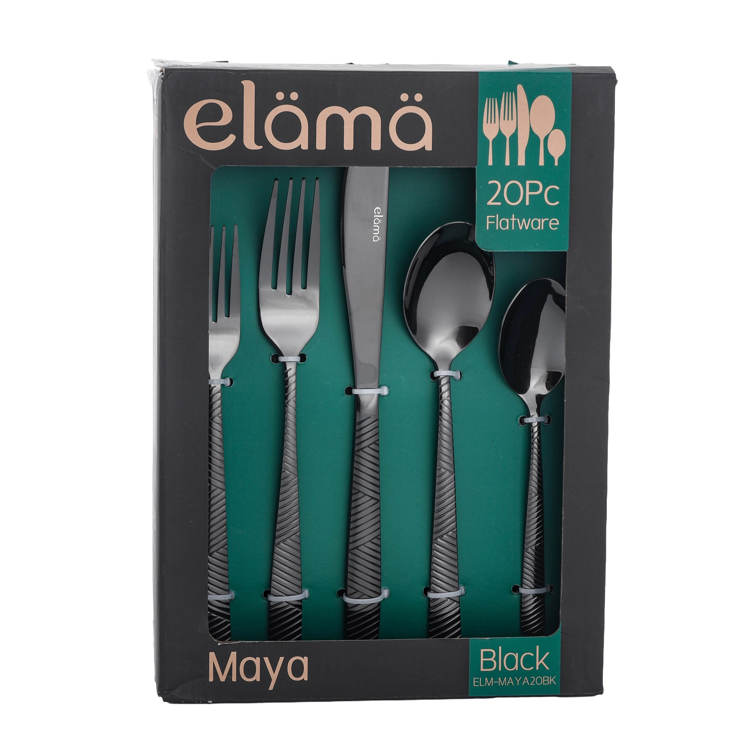 Elama Maya 40 Piece Mirror Polished Stainless Steel Flatware Set