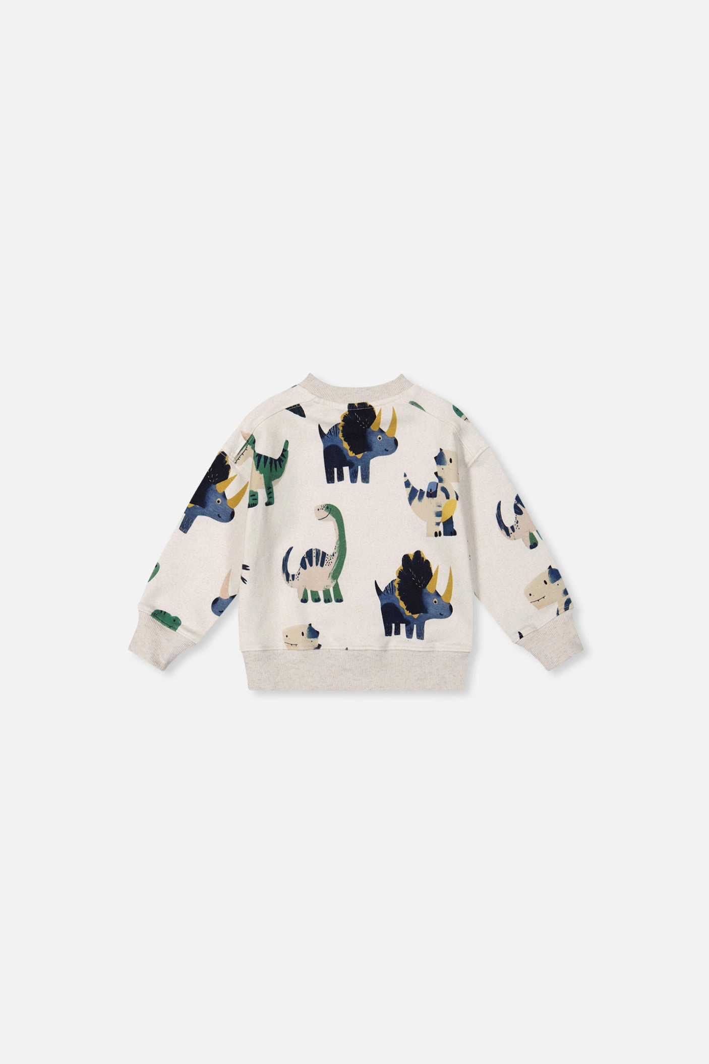 Deux par Boys Fleece Ribbed Crewneck Dinosaur Print Sweatshirt