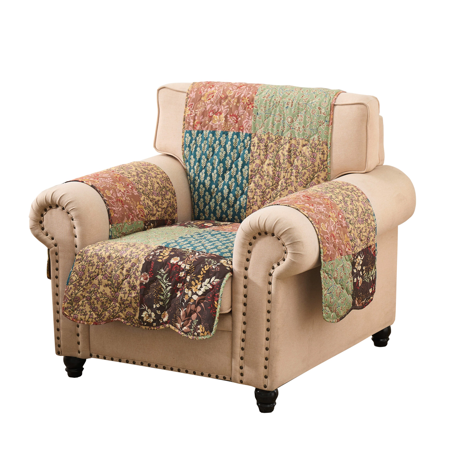 Greenland Home Fashions Hazel 100% Polyester Quilted Furniture Protector Arm Chair 81x81 Multi