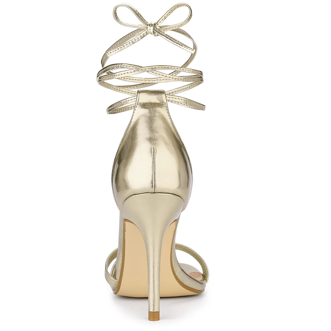 BLISSFUL STEP Women's Open Toe Lace Up Stiletto Heels Sandals