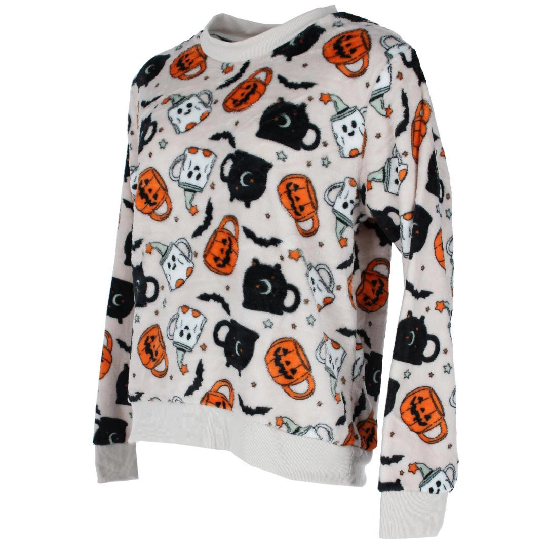 Weekending Women's Plush Halloween Mug Crewneck with Socks Set