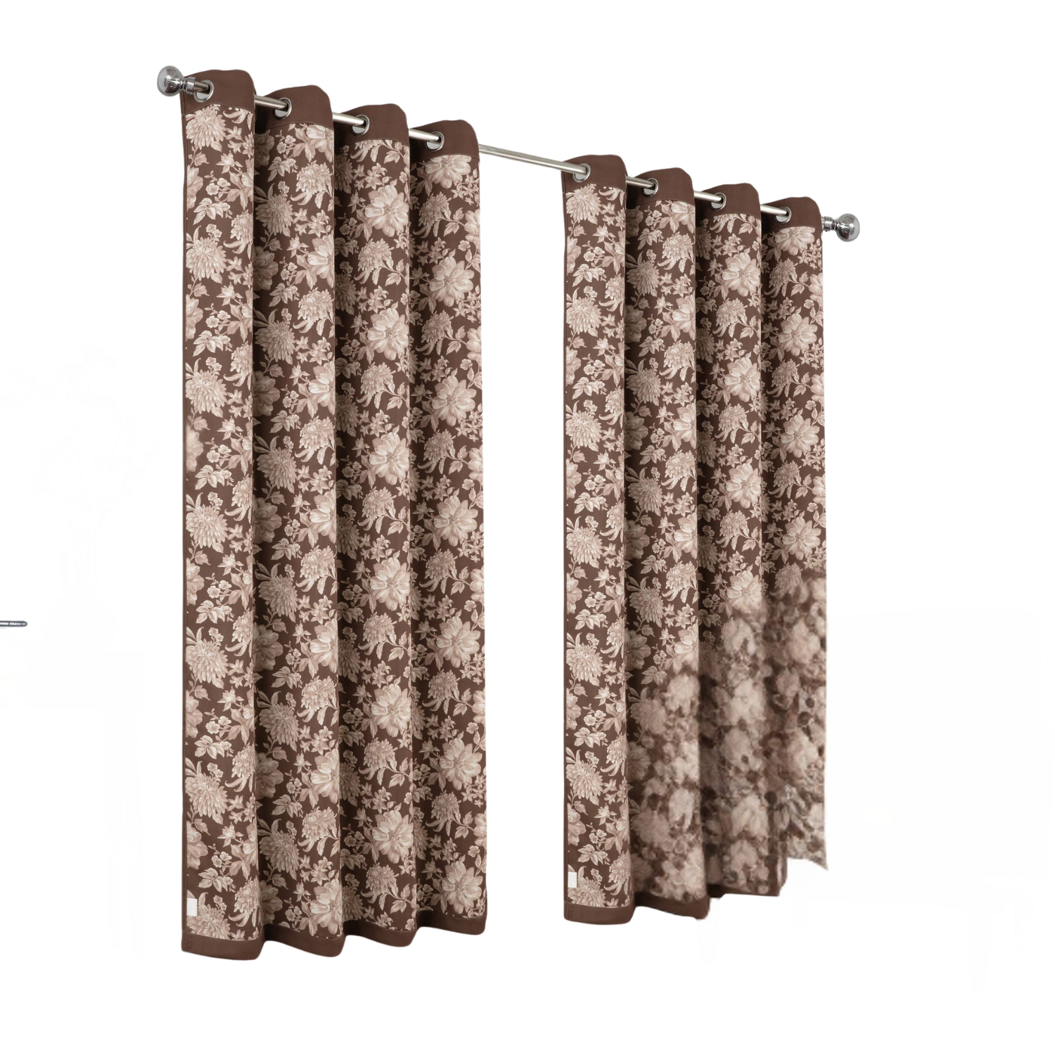 Olivia Gray 100% Polyester 190 GSM Eloise Reversible Blackout Grommet Curtain Panel 54" x 90" Mocha