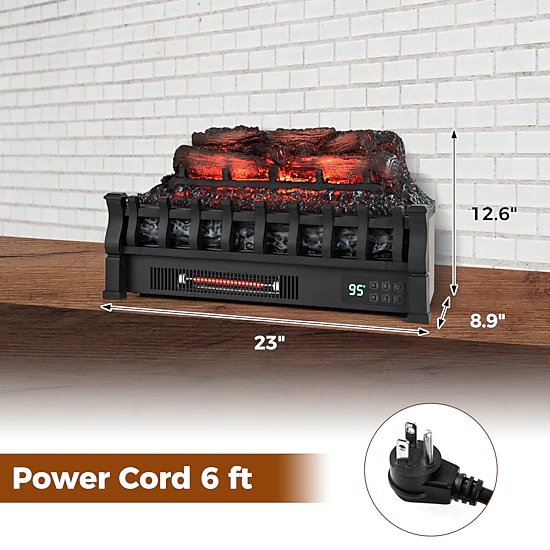 LJG 23 Inch Infrared Quartz Electric Fireplace Pinewood Log Heater