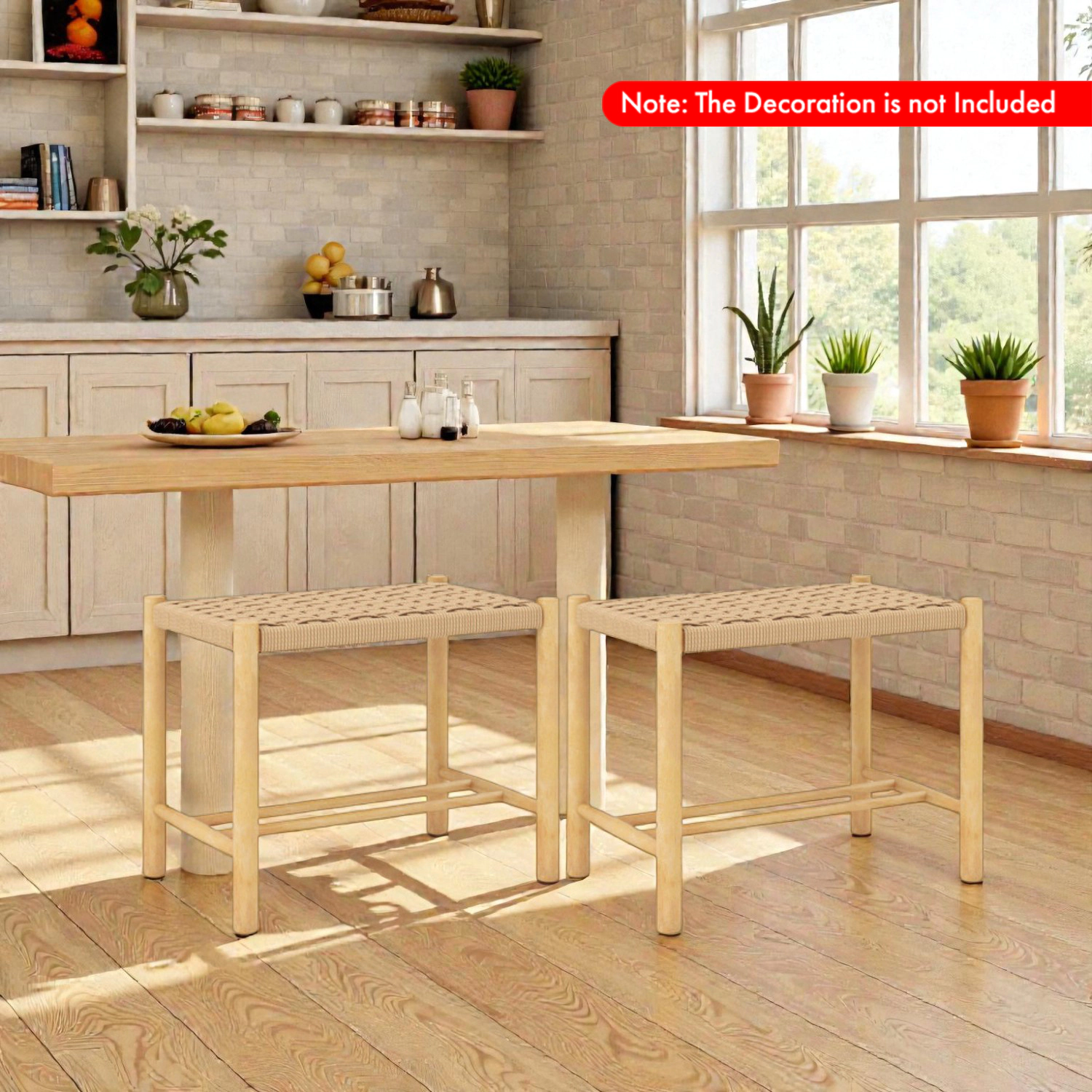 Hivvago 18 Inch Dining Stools with Sturdy Wooden Frame - Set of 2