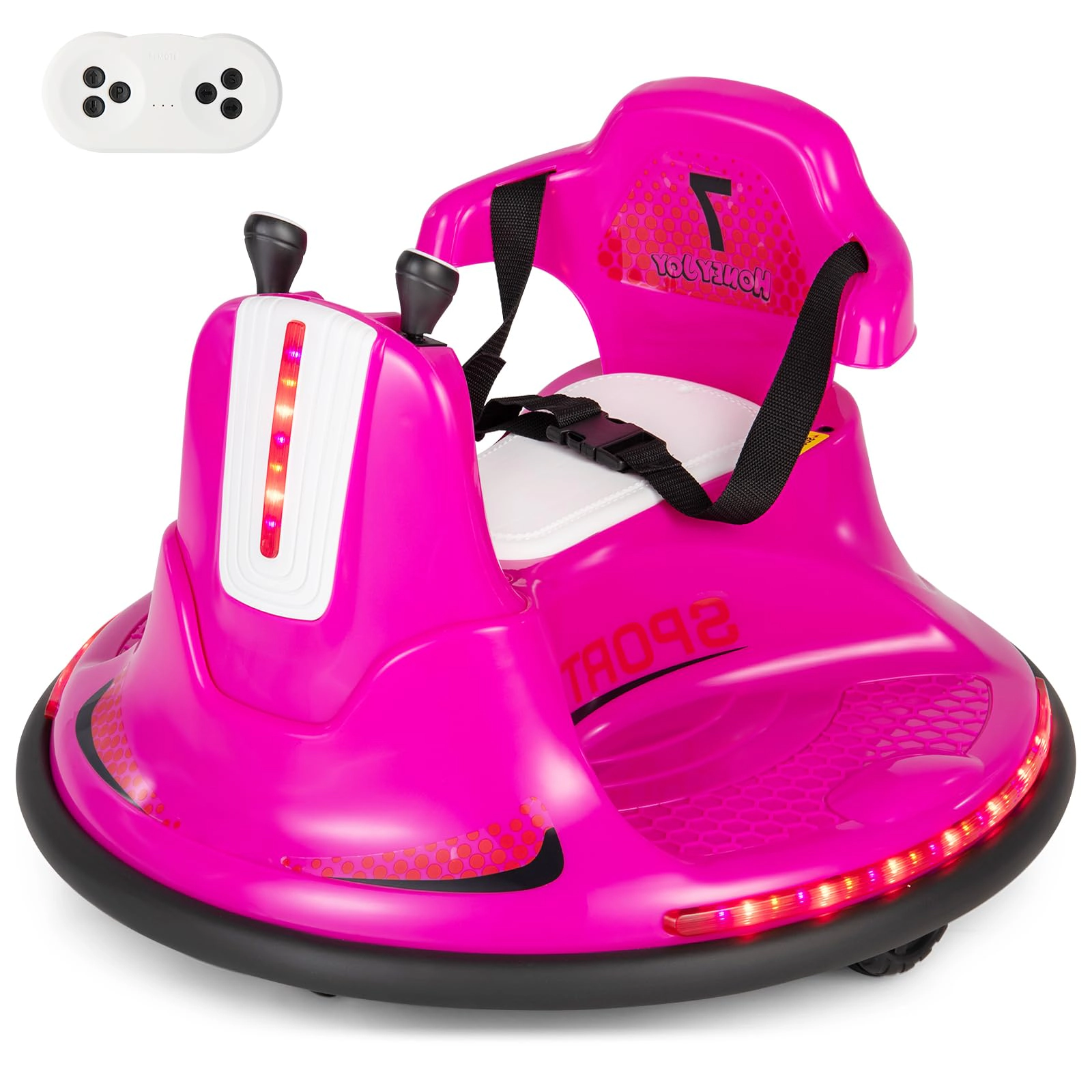Glintex 12V Kids Bumper Car with 360-Degree Spin and Remote Control