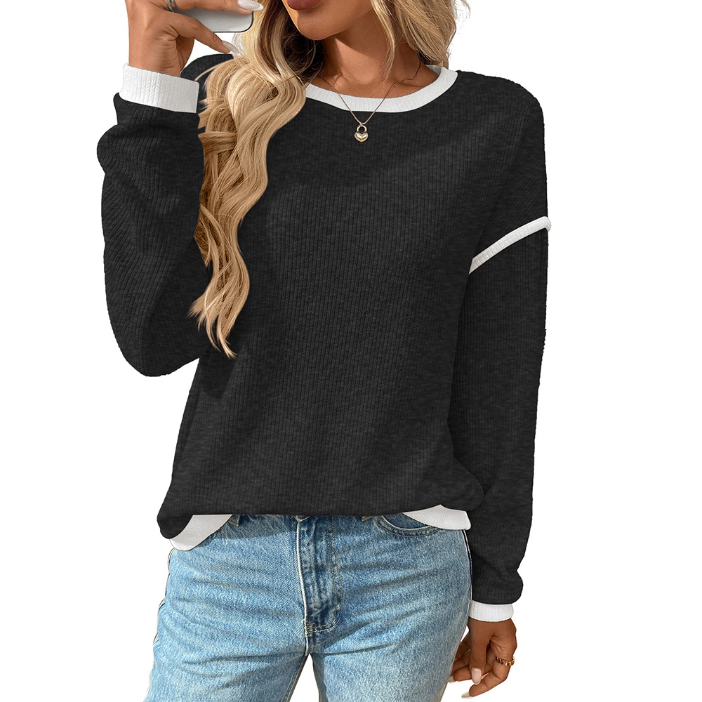 Enchanted Funland Womens Color Block Long Sleeve Knit Pullover Tops