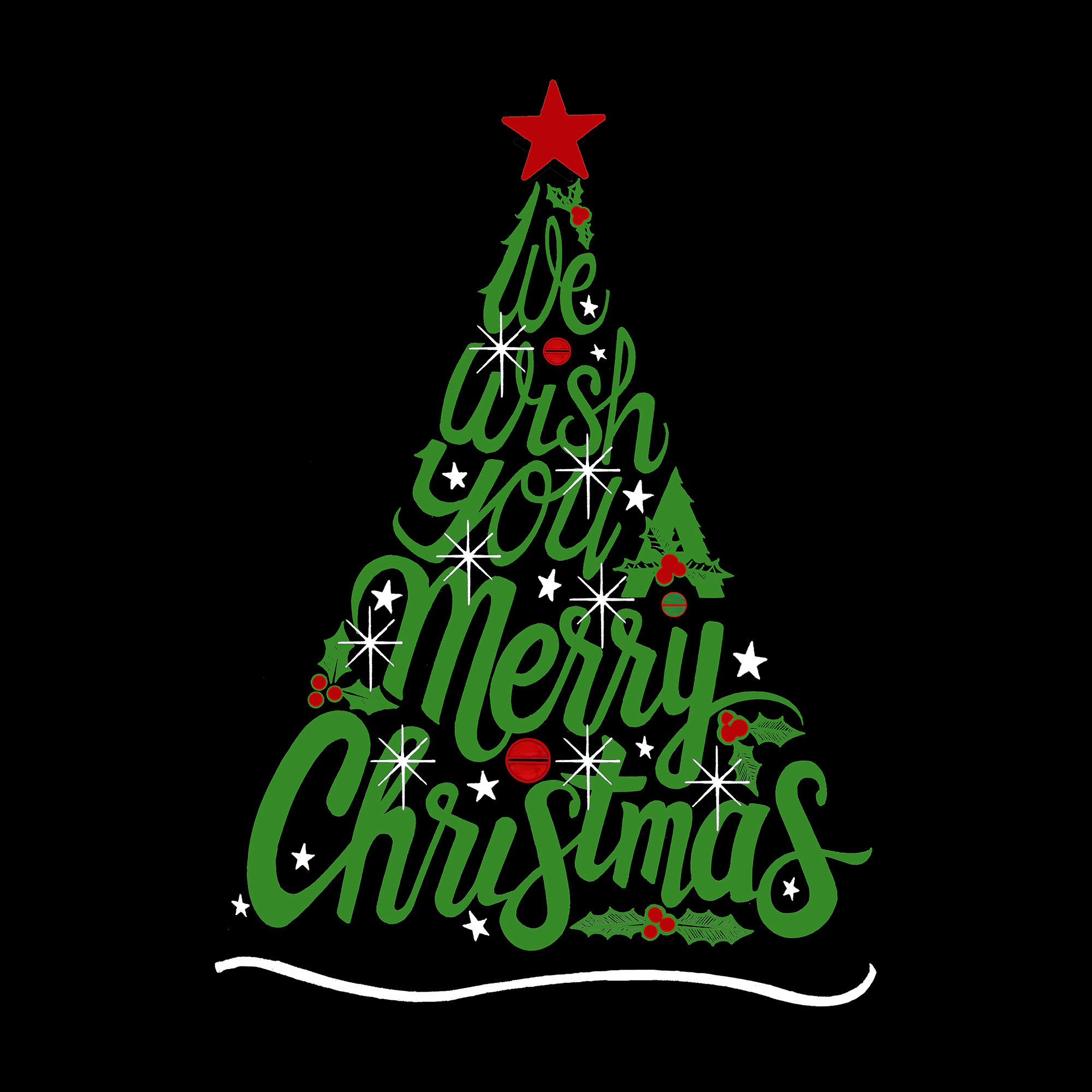 LA Pop Art Men's Cotton-Poly Blend T-Shirt - 'We Wish You A Merry Christmas' Word